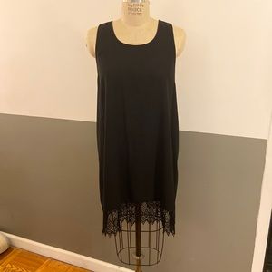 Leith - Black Sheath Dress w/ Lace Hem Detail